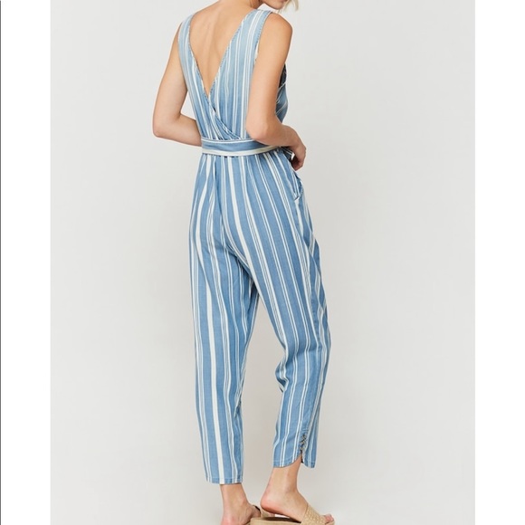 Velvet Heart Striped Denim Jumpsuit - Picture 2 of 11